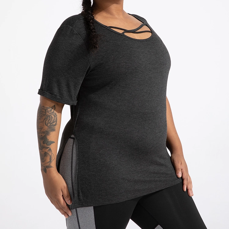 Sexy Seamless Women Plus-Size Sports Blouse Women&prime; S Yoga Wear Short-Sleeved Running Shirt