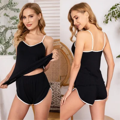 Lounge Wear Sets Women V Neck Knitted Sleepwear