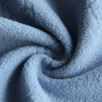 100%Polyester Blue Plain Knitting Bear Pattern Polar Fleece Fabric 220GSM for Garment/Sportswear/Apparel